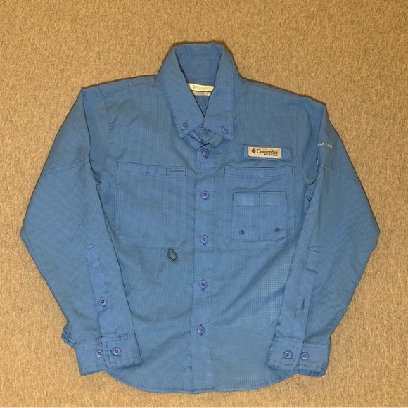 Columbia PFG Blue kids size TP 6/7 XS long sleeve fishing shirt with Omni-Shade - Picture 2 of 5